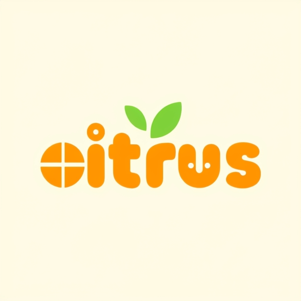 Vibrant Citrus Logo Design with Playful Font and Leaves Logo