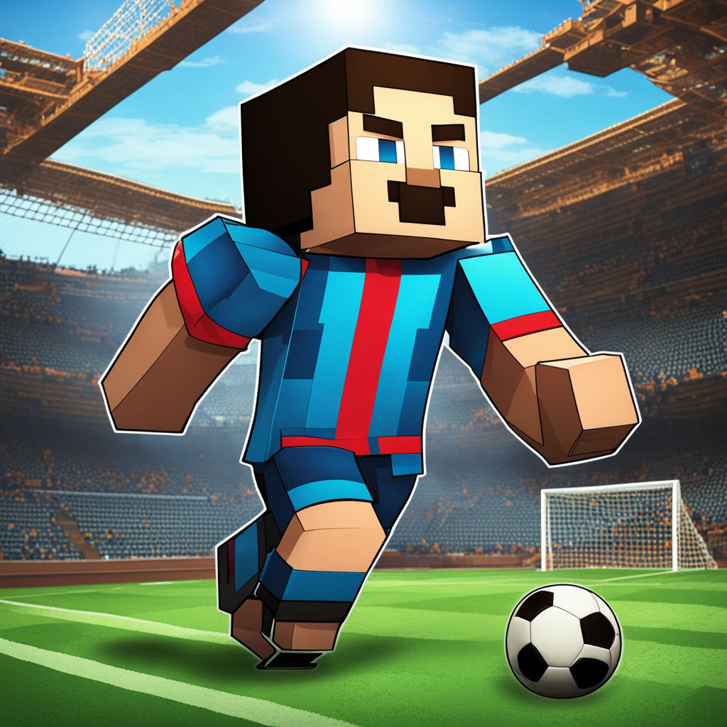 minecraft cartoon plaing soccer in palmeiras team