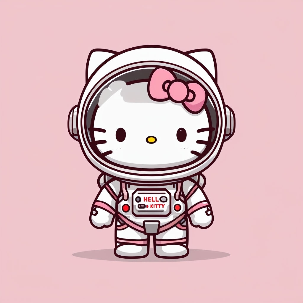 Hello Kitty Astronaut Cute Minimalist Cartoon T-Shirt