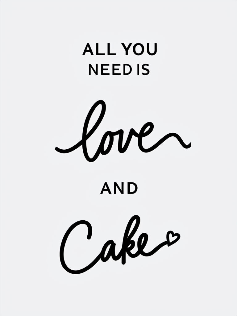 All You Need is Love and Cake Minimalist Sign