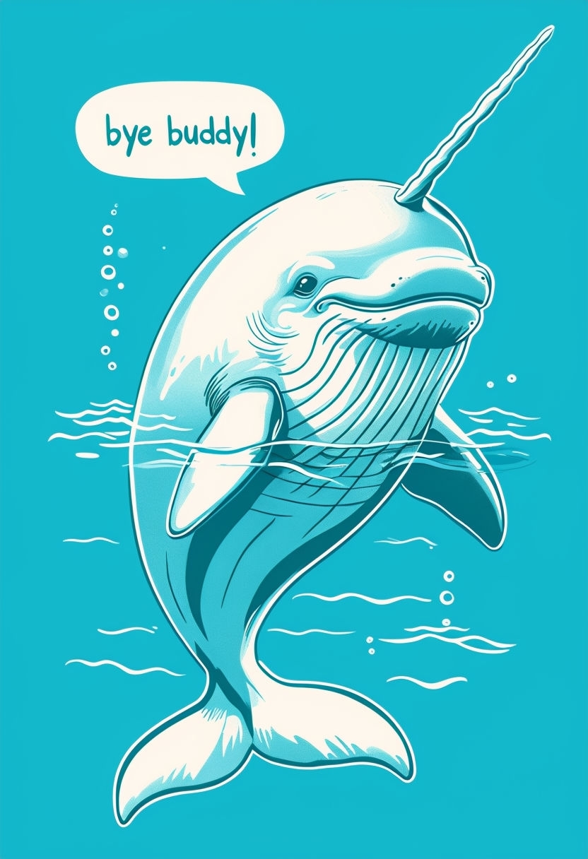 Cute Cartoon Beluga Whale Saying 'Bye Buddy' T-Shirt