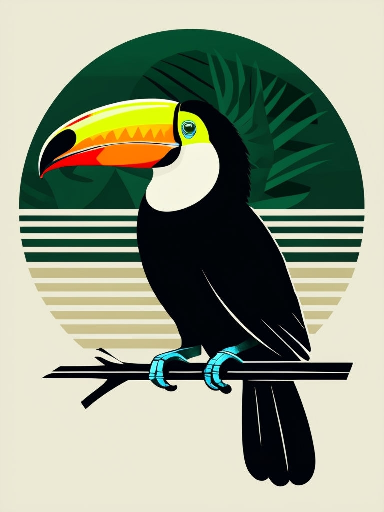 Vibrant Tropical Toucan Graphic T-Shirt Design