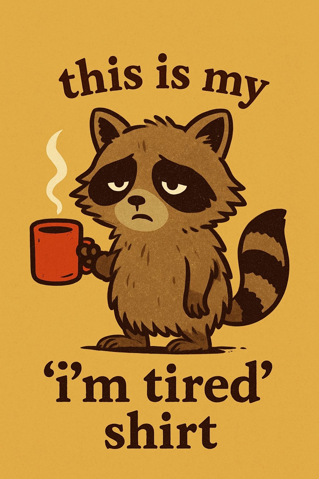 Grumpy Raccoon with Mug and Funny Quote T-Shirt