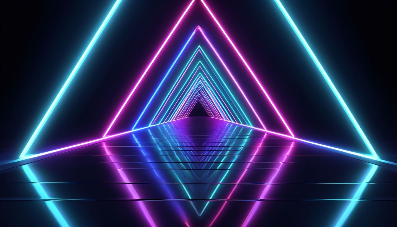 Futuristic Neon Tunnel with Vibrant Colors and Depth Background
