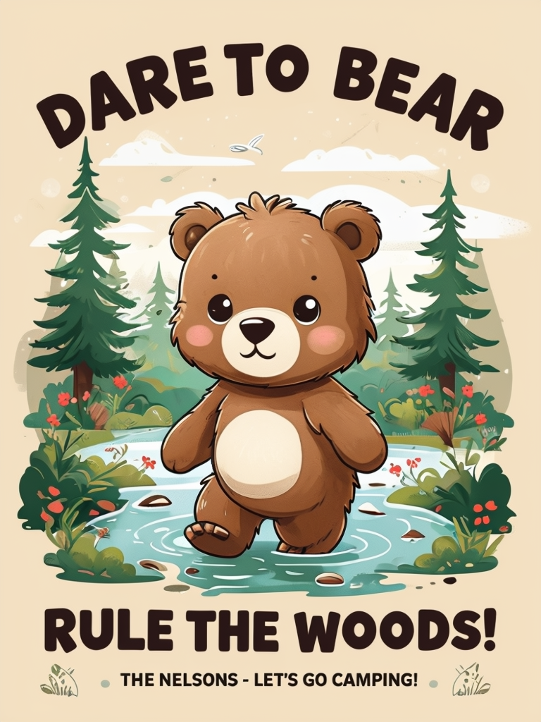 Cute Brown Bear Forest Adventure Sticker