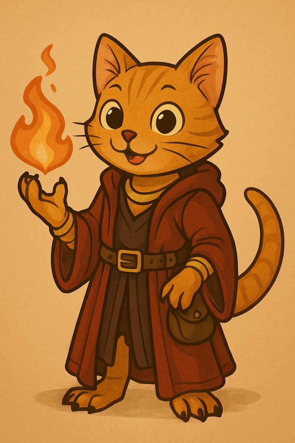 Whimsical Magical Orange Tabby Cat Character Illustration Art
