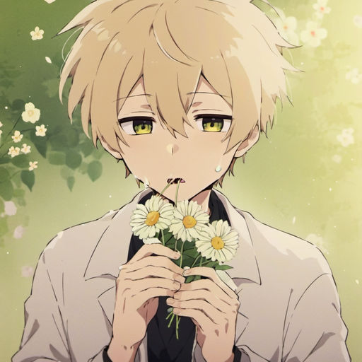 Male anime cartoon character chewing flowers enjoying by Gianlucs_24 ...