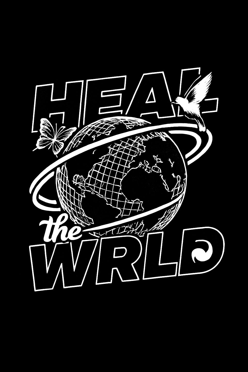 Bold Black and White HEAL the WRLD Graphic T-shirt