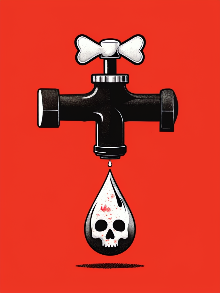 Toxic Water Skull Drop Illustration