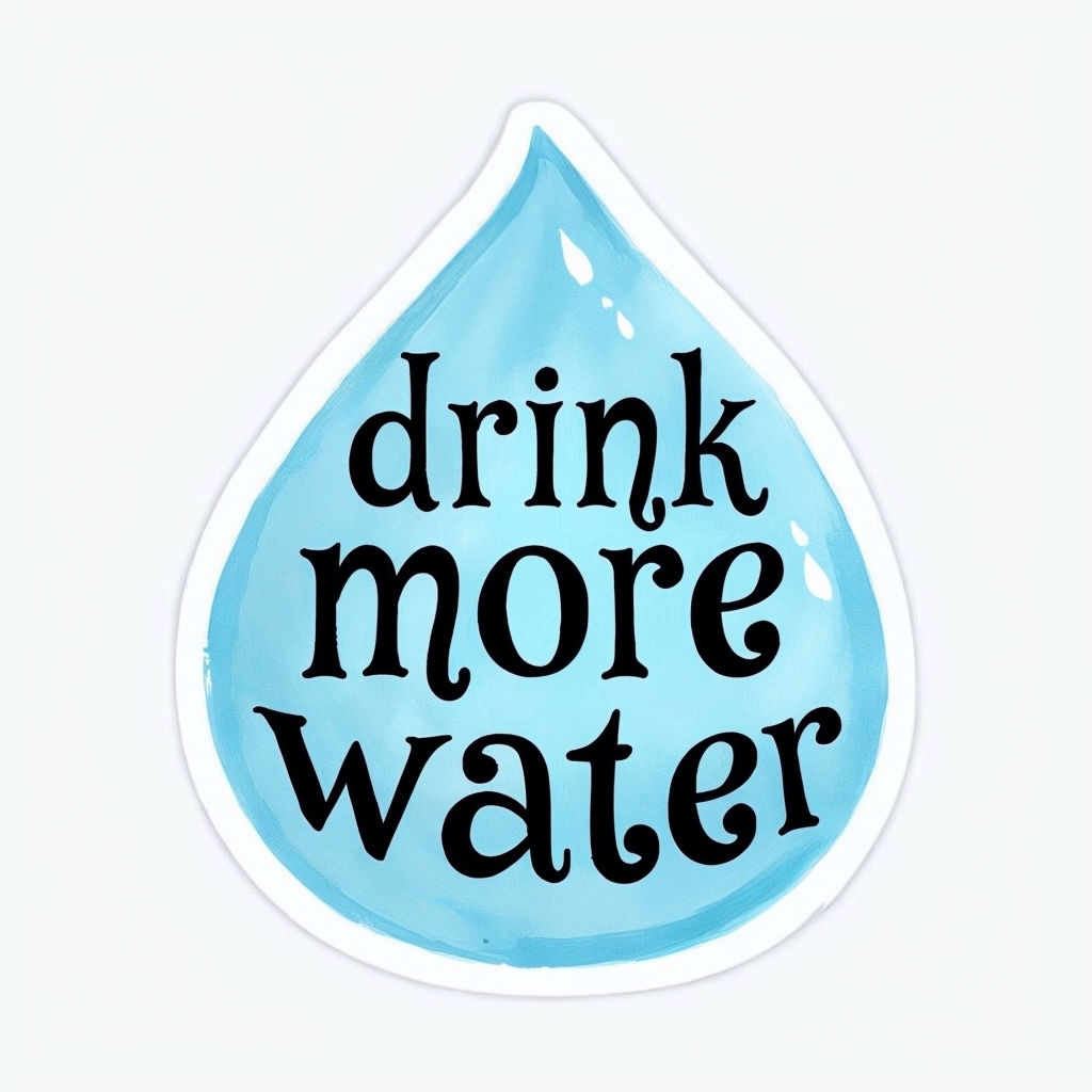 Motivational "Drink More Water" Pastel Blue Droplet Sticker