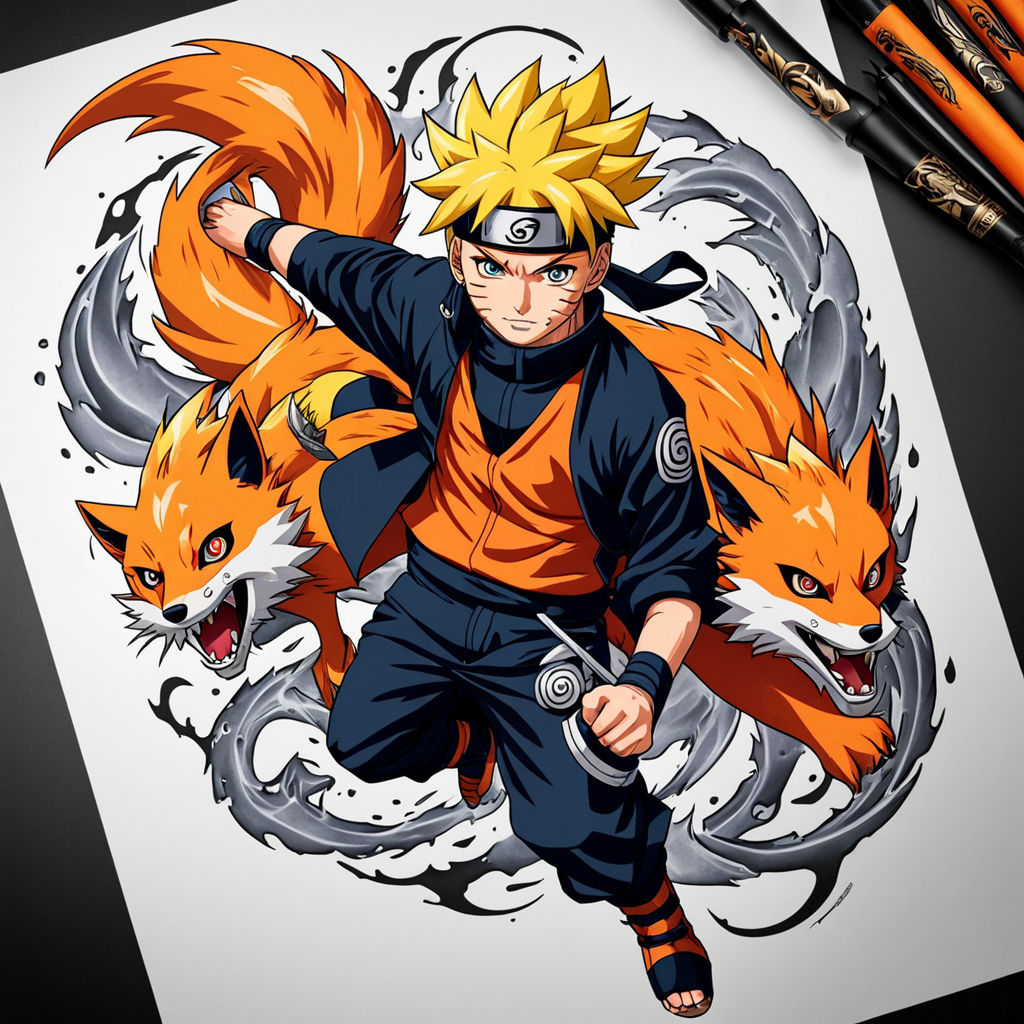 Kurama tattoo design for forearm nine-tailed fox naruto