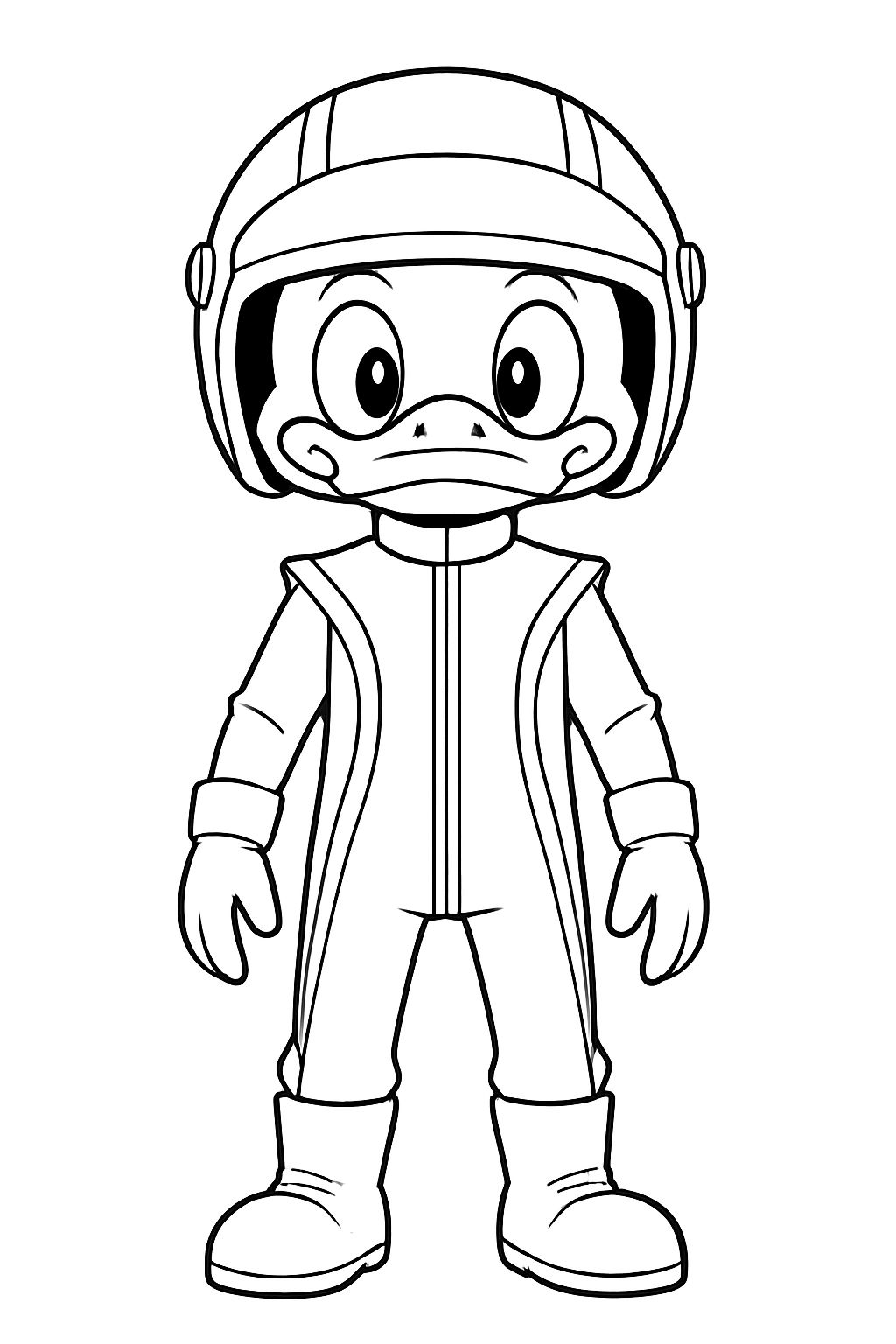 Playful Cartoon Racing Character Line Drawing Coloring Book Pages