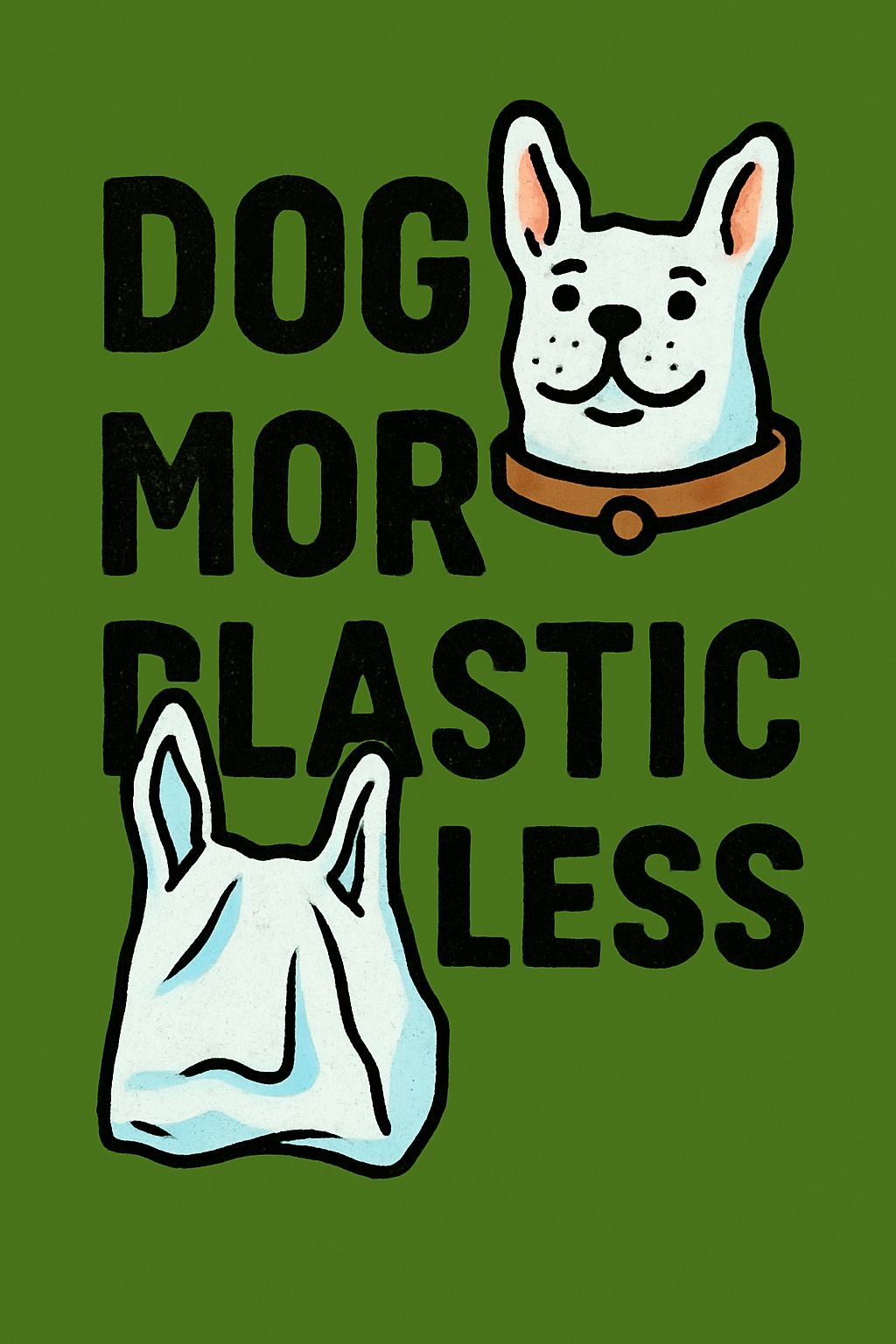 Dog More Plastic Less Environmental Awareness Poster