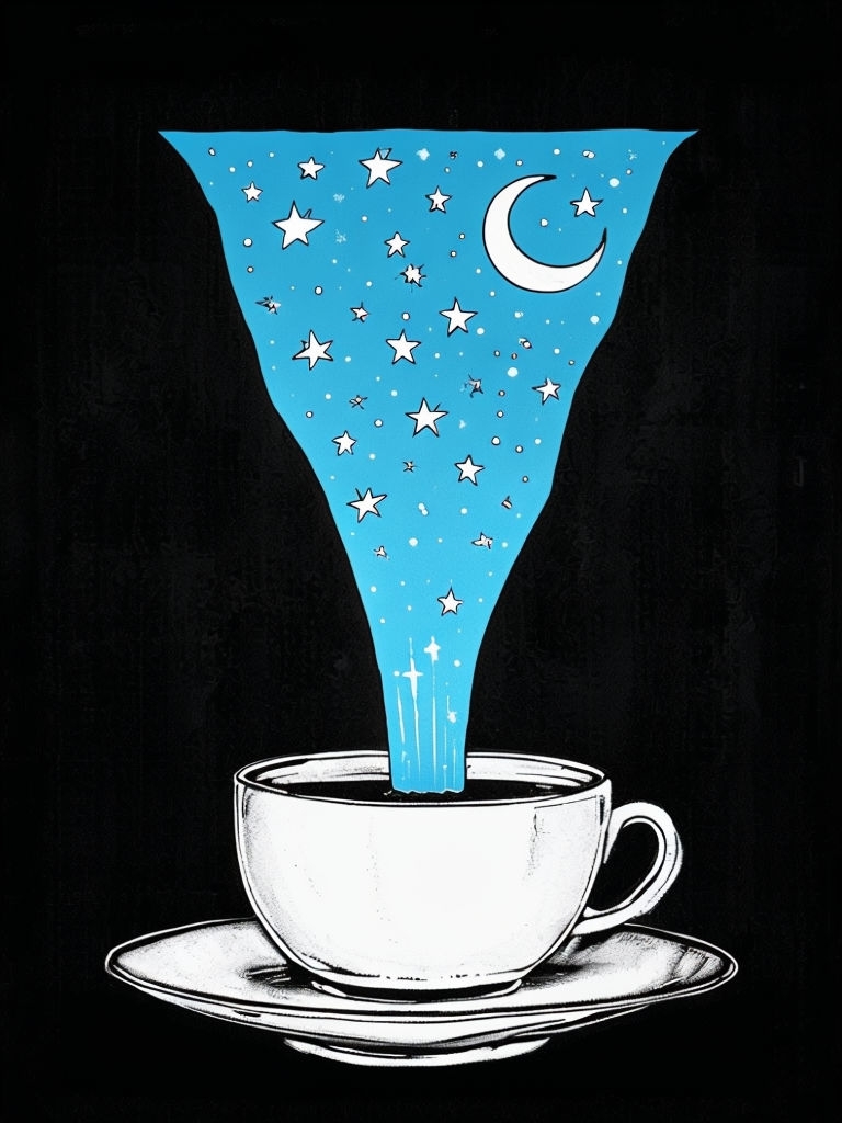 Minimalist White Coffee Cup with Celestial Night Sky Art