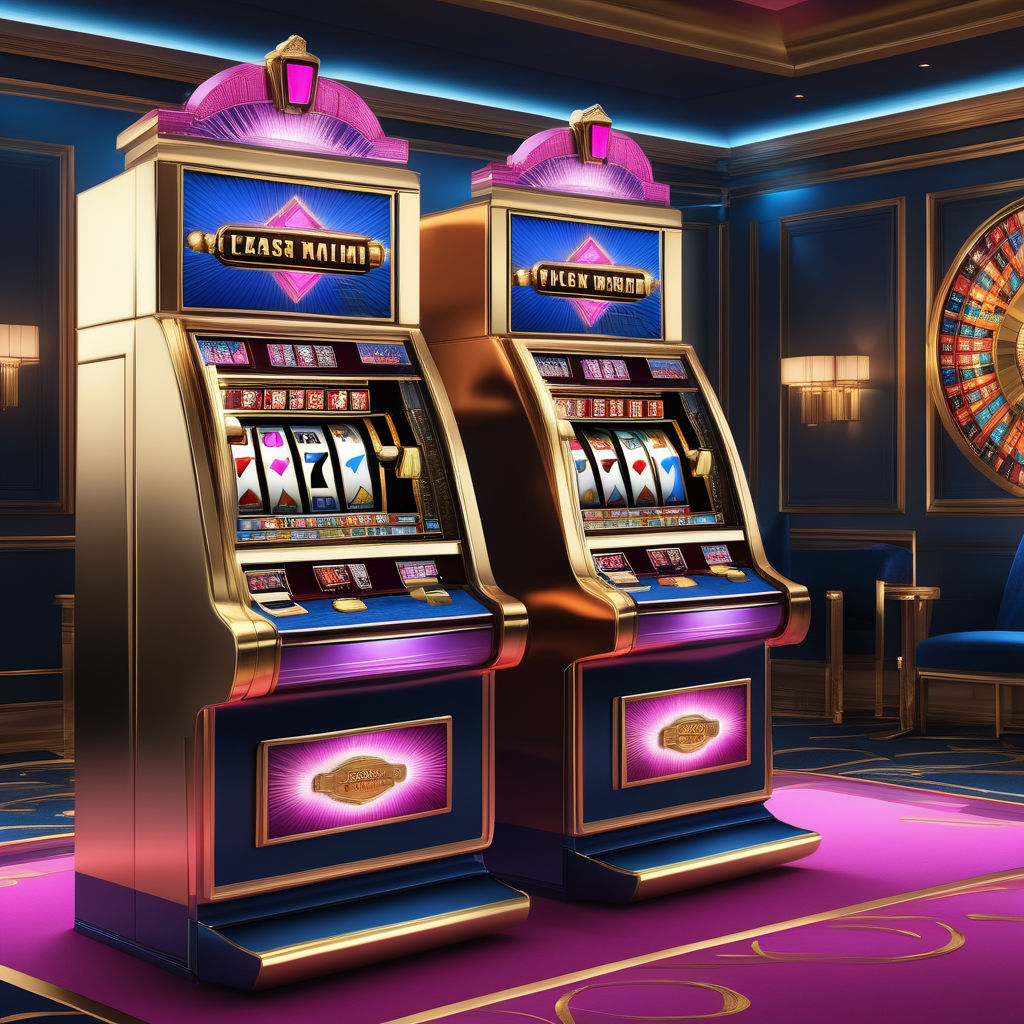 3d render, detailed digital painting, slot machine, casino elements,  mystery background, modern, blue and gold colors, pink elements,  high contrast, hyperrealistic,  8k, HD, trending on artstation 