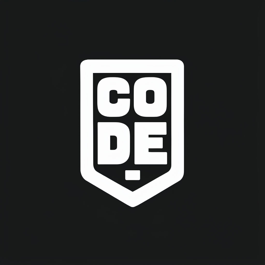 Minimalist White Shield with CODE Text Logo