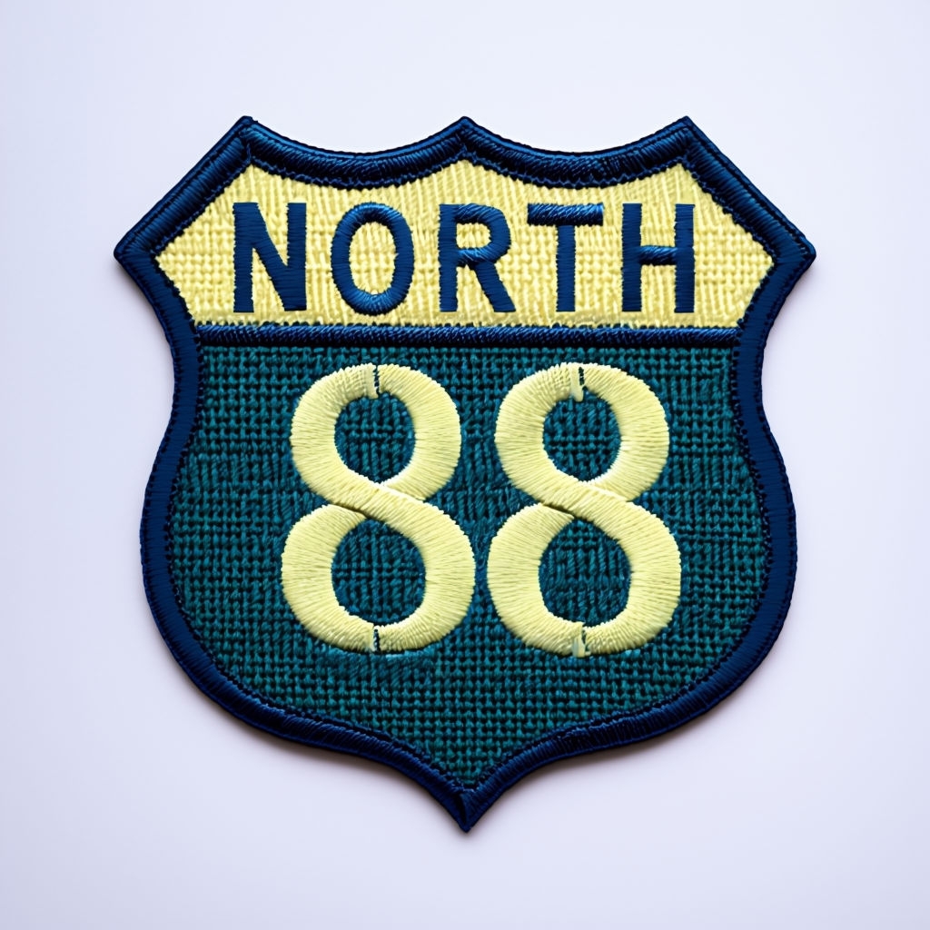 Vintage Embroidered North Highway Shield Patch Design for Hats