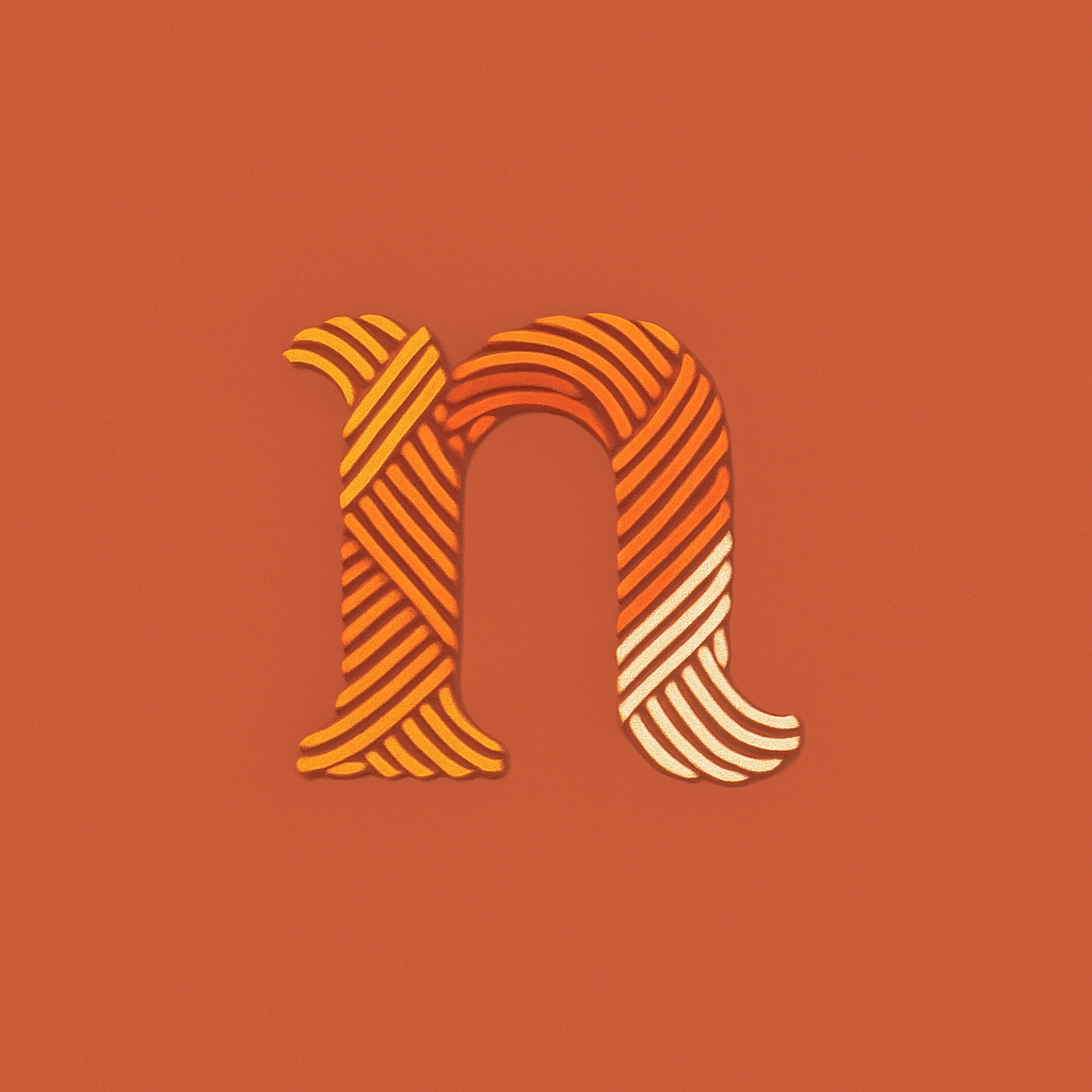 Modern Burnt Orange Ribbed Letter N Monogram