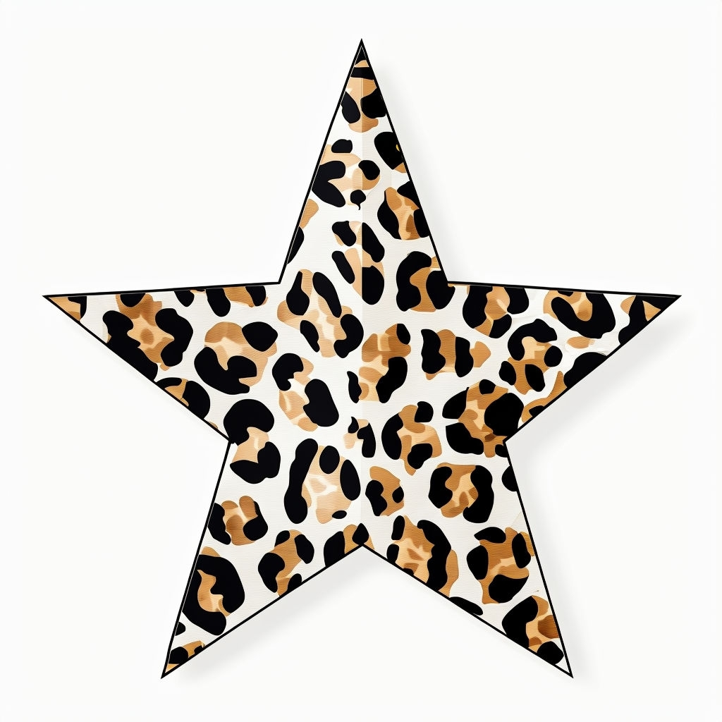 Leopard Print Five-Pointed Star Digital Illustration Sticker