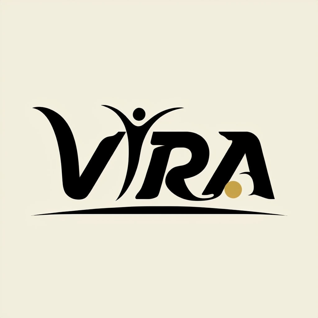Modern Abstract VIRA Logo with Stylized Human Figure Design