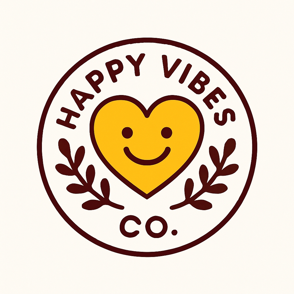 Cheerful Happy Vibes Heart Logo Design Sticker