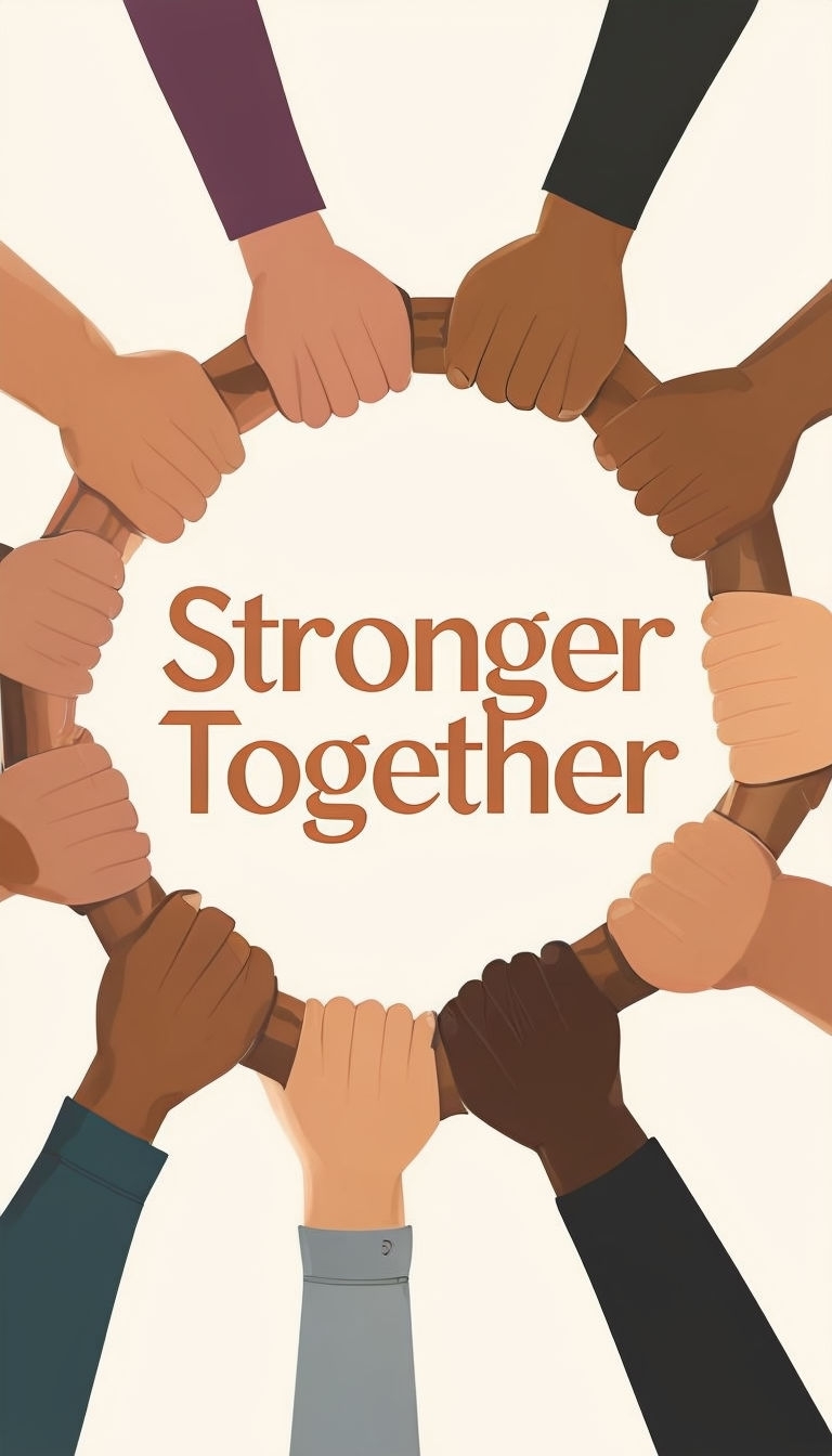 Stronger Together Unity Hands Illustration Art