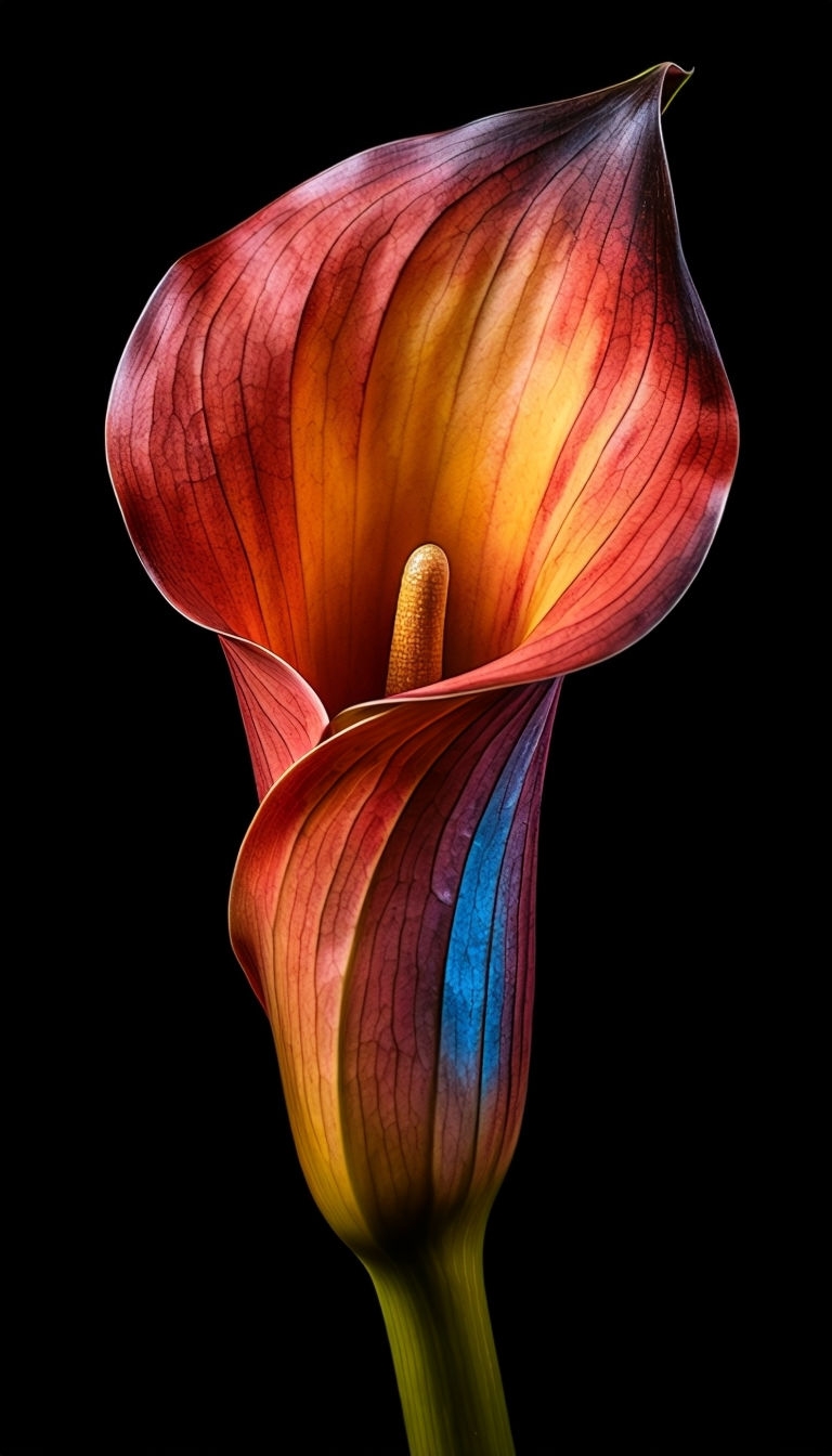 Vibrant Close-Up Calla Lily Against Black Background Mobile Wallpaper