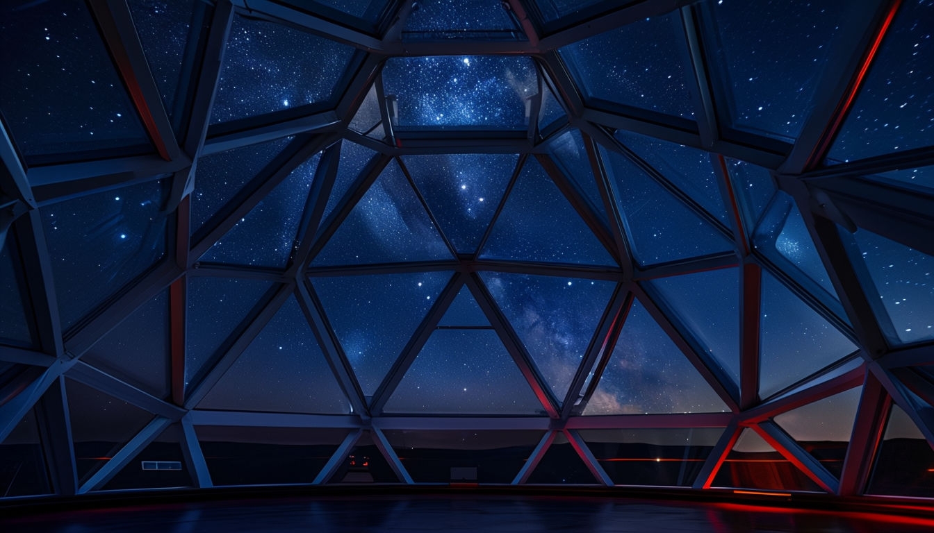 Geometric Dome Observatory with Starry Night Sky Virtual Background