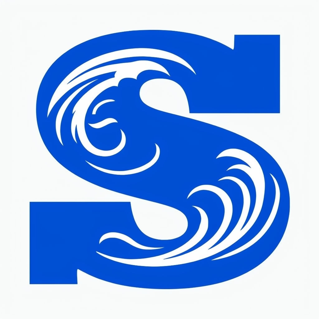 Bold Deep Blue 'S' Monogram with Dynamic White Lines Sticker