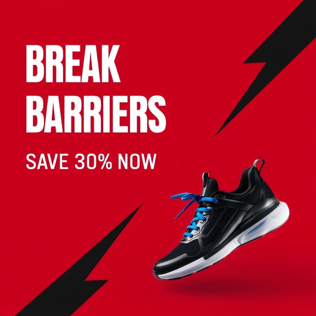 Dynamic Ruby Red Running Shoes Advertisement Poster