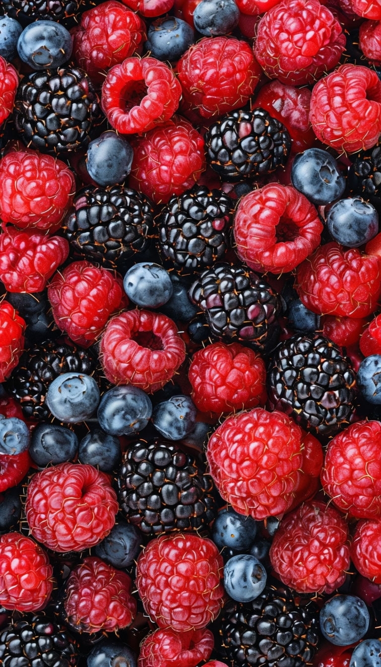 Vibrant Close-Up of Mixed Berries Fresh Fruit Mobile Wallpaper