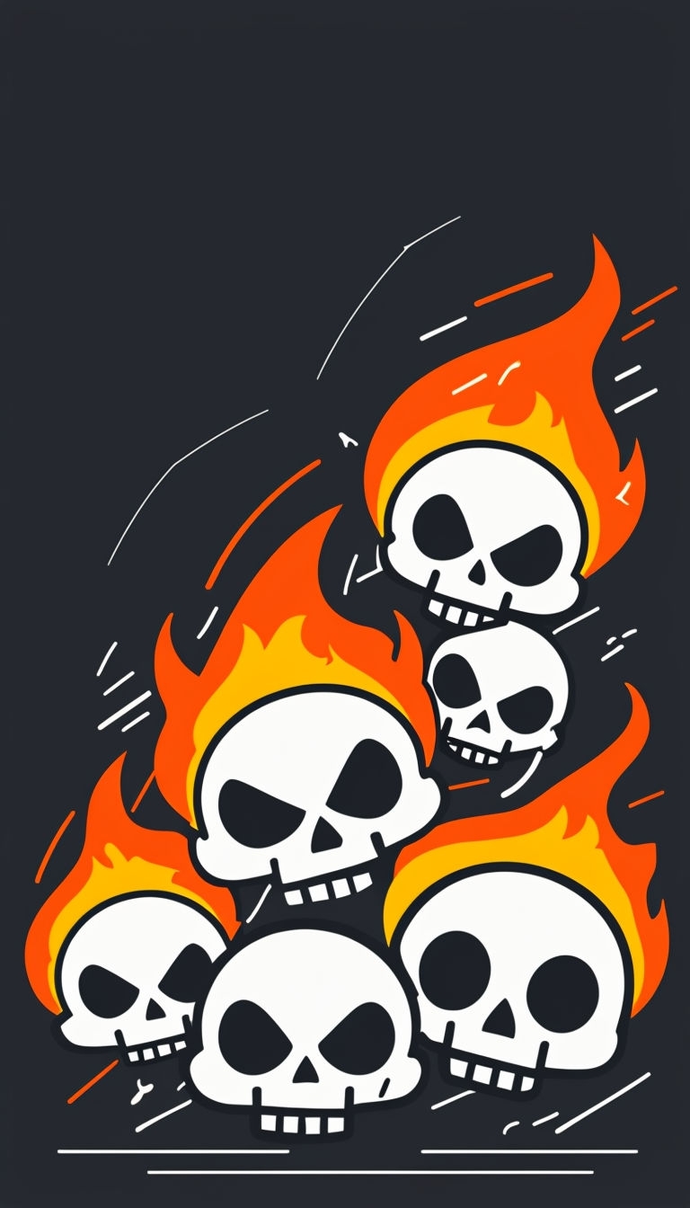 Playful Flaming Skulls Graphic Design for Phone Case Cover