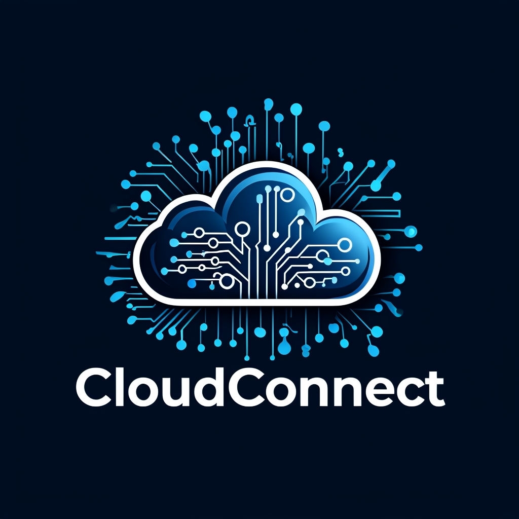 Modern CloudConnect Digital Logo with Circuit Patterns