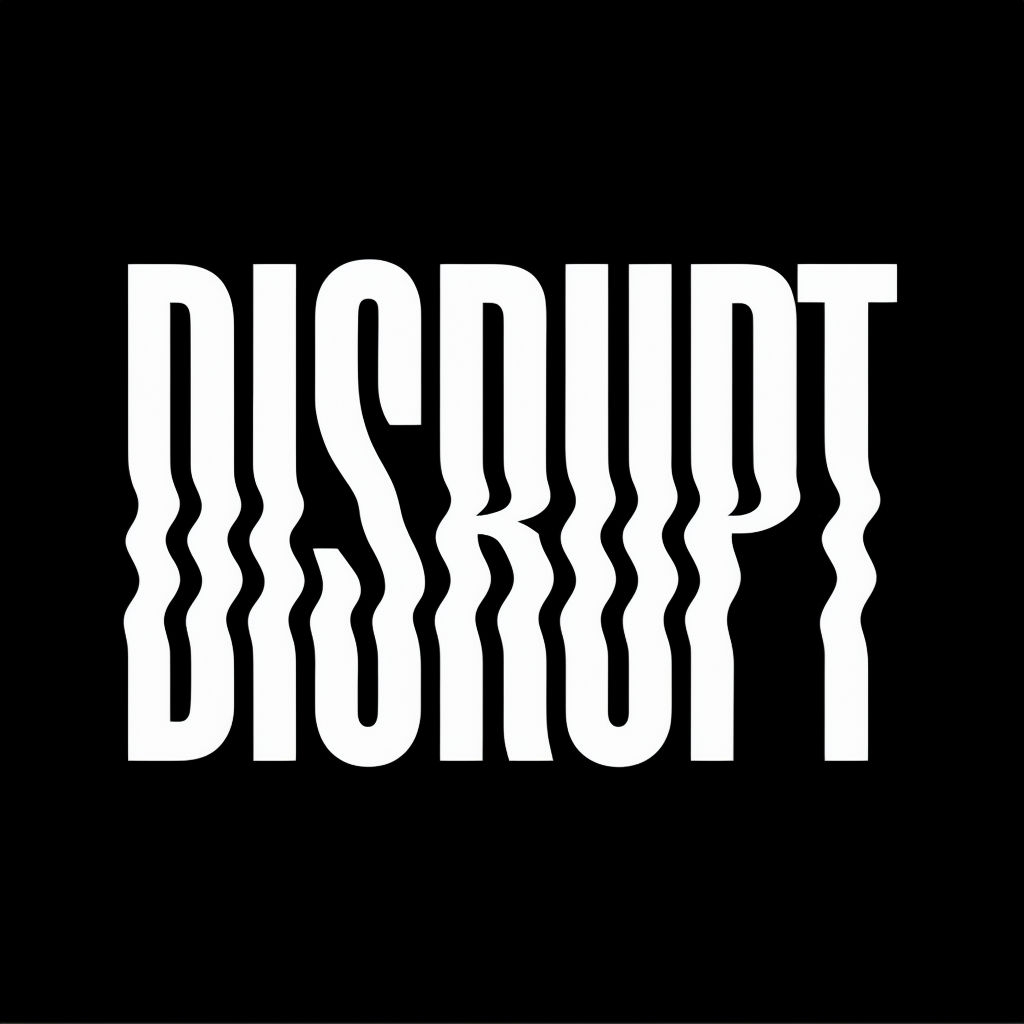 Bold Distorted Typography Design of 'DISRUPT' T-Shirt