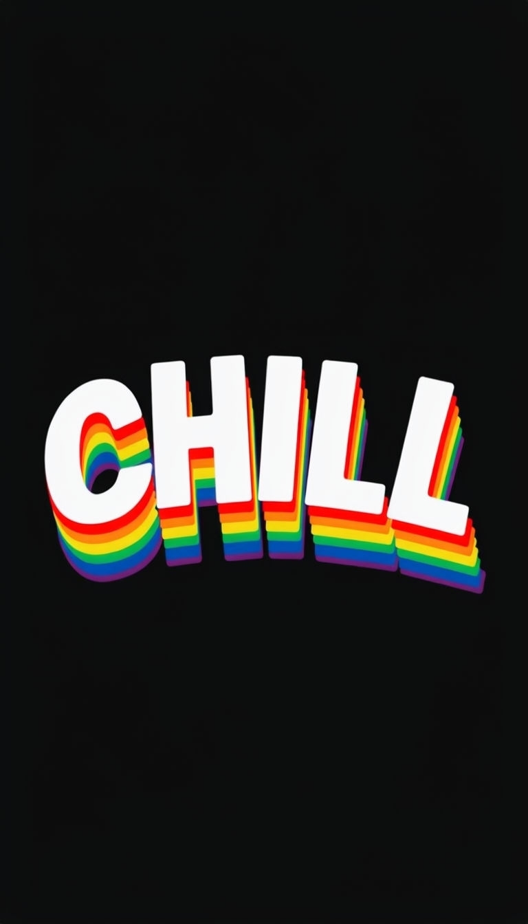 Bold CHILL Typography with Rainbow Stripes on Black Phone Case Cover