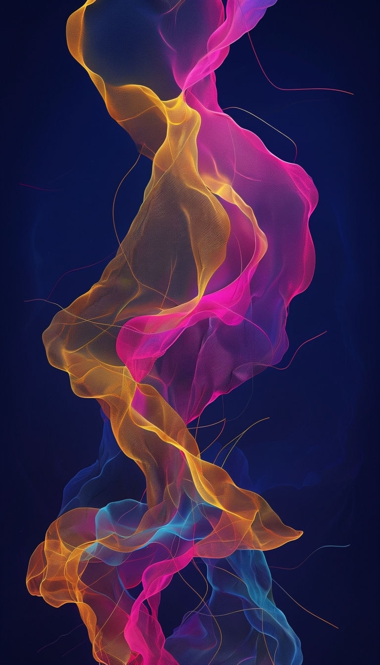 Vibrant Neon Abstract Flowing Shapes Art mobile wallpaper