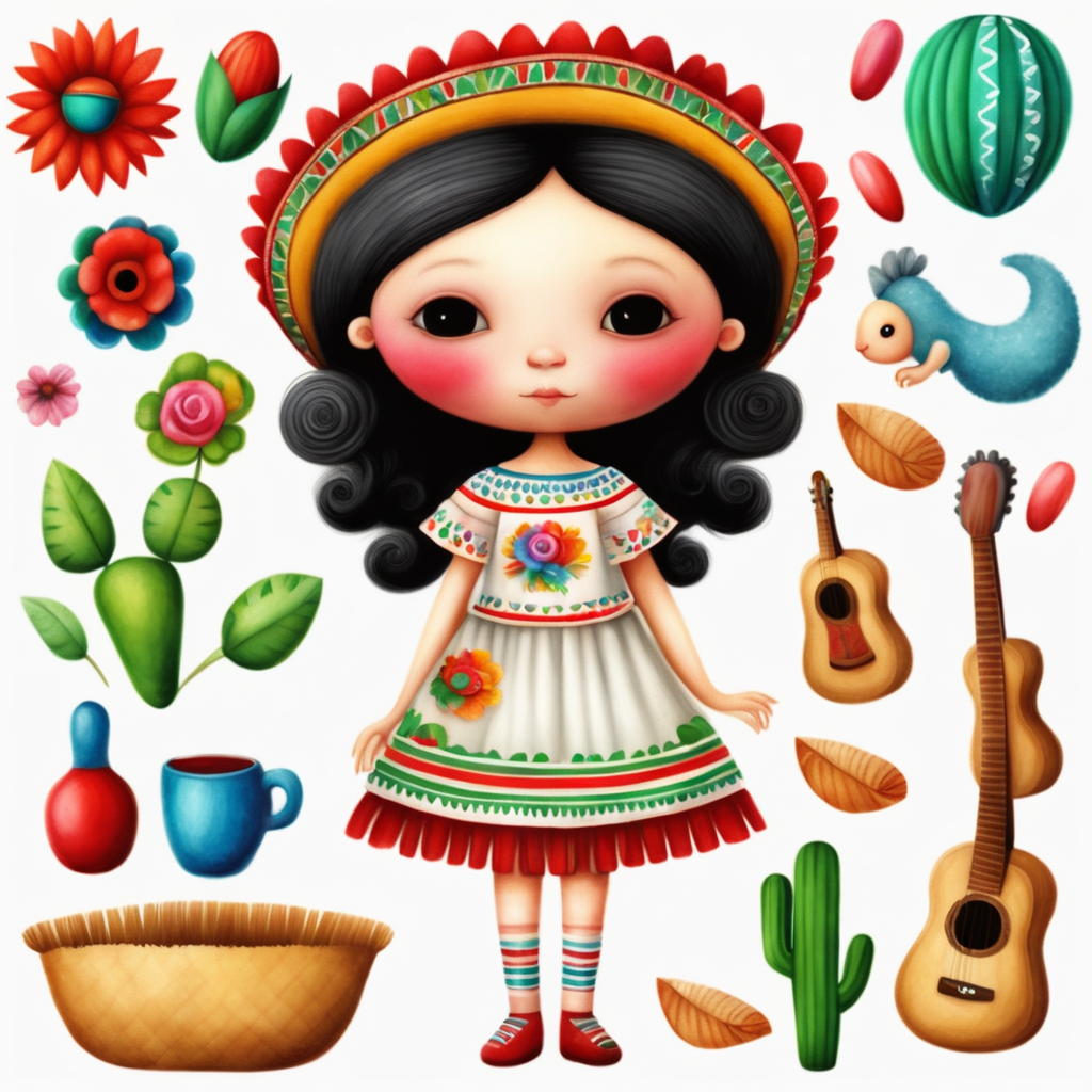 Mexico objects CLIPART in the style of Nicoletta Ceccoli by Carina Berg ...