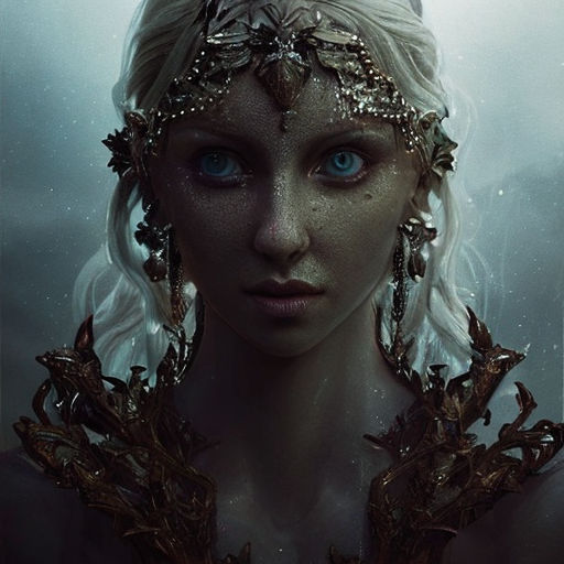 A stunning beautiful fantasy close up symmetrical portrait o... by Ann
