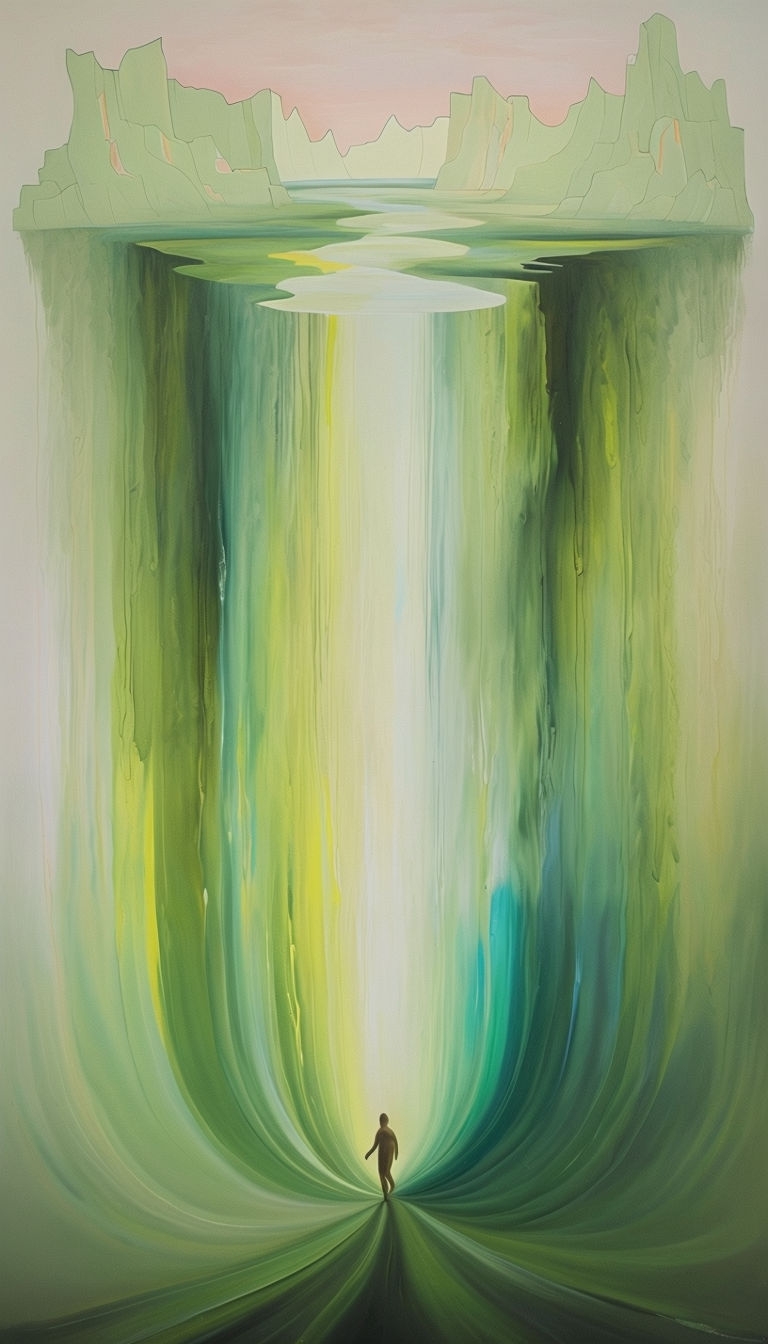 Vibrant Surreal Abstract Landscape with Colorful Tunnel Art