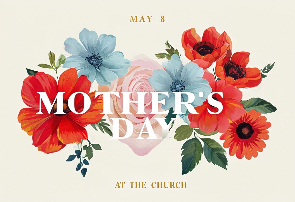 Vibrant Mother's Day Floral Graphic Design for Event Sign