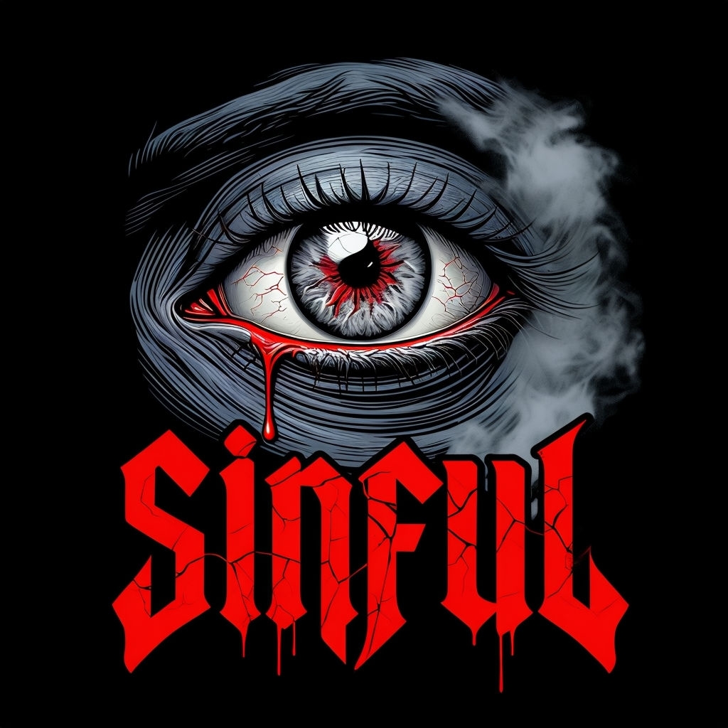 Sinful Gothic Eye Illustration with Eerie Blood Drip T-Shirt