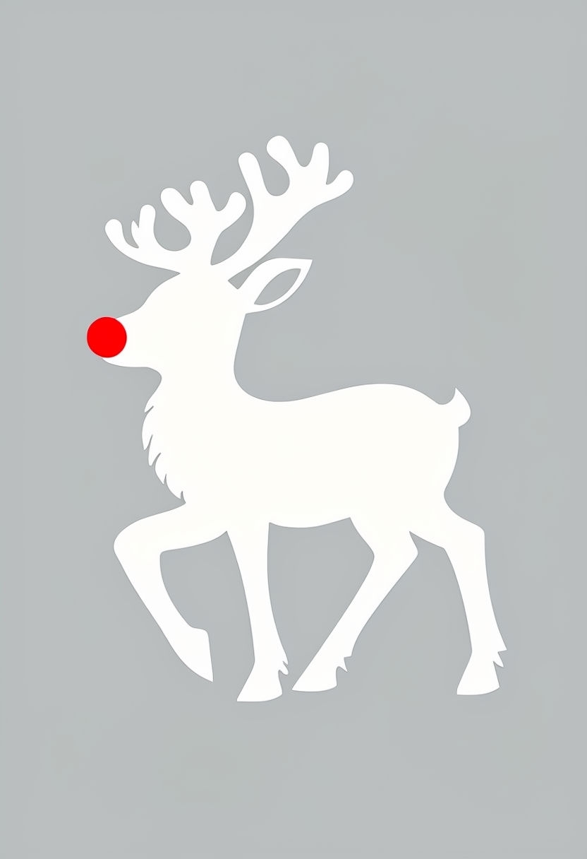 Festive White Reindeer Silhouette with Red Nose T-shirt