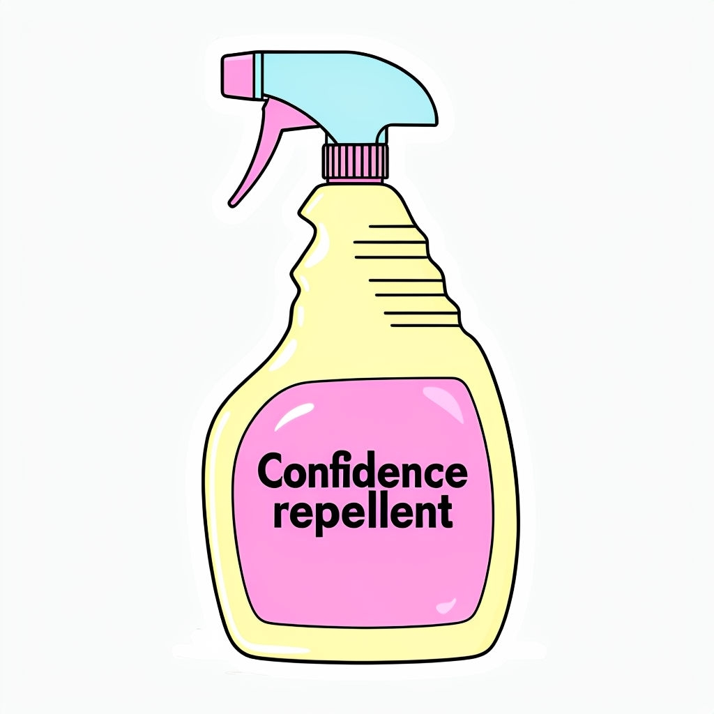 Playful Cartoon Confidence Repellent Spray Bottle Sticker