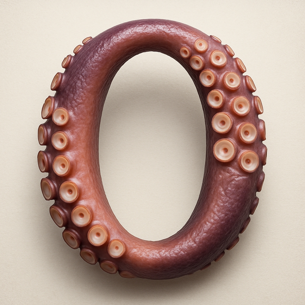Artful Octopus Tentacle Shaped 'O' Monogram Design