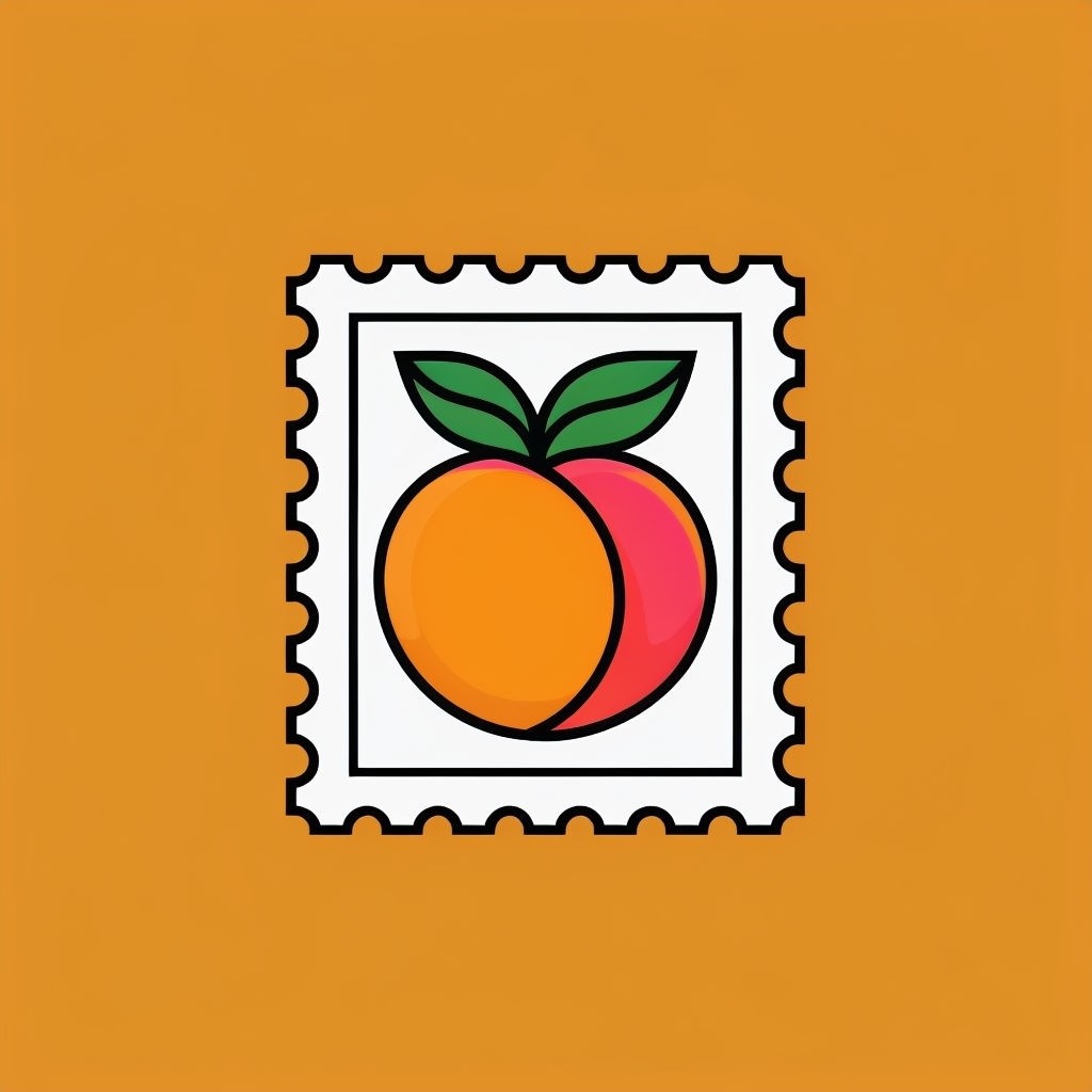 Minimalist Peach Postage Stamp Illustration Logo