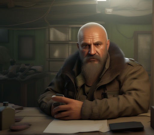 Old balding guy Prapor from escape from tarkov with hairy ch... by ...