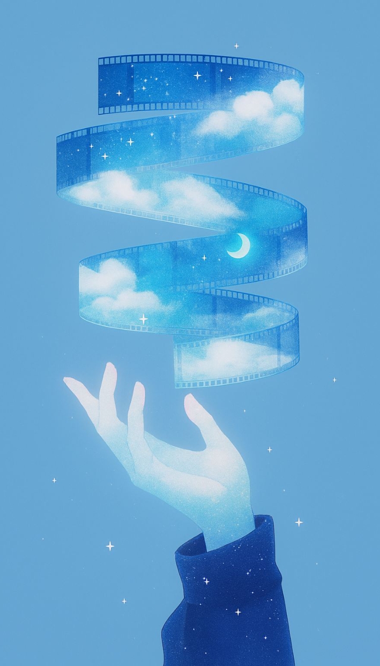 Ethereal Dreamy Night Sky Film Hand Illustration Mobile Wallpaper