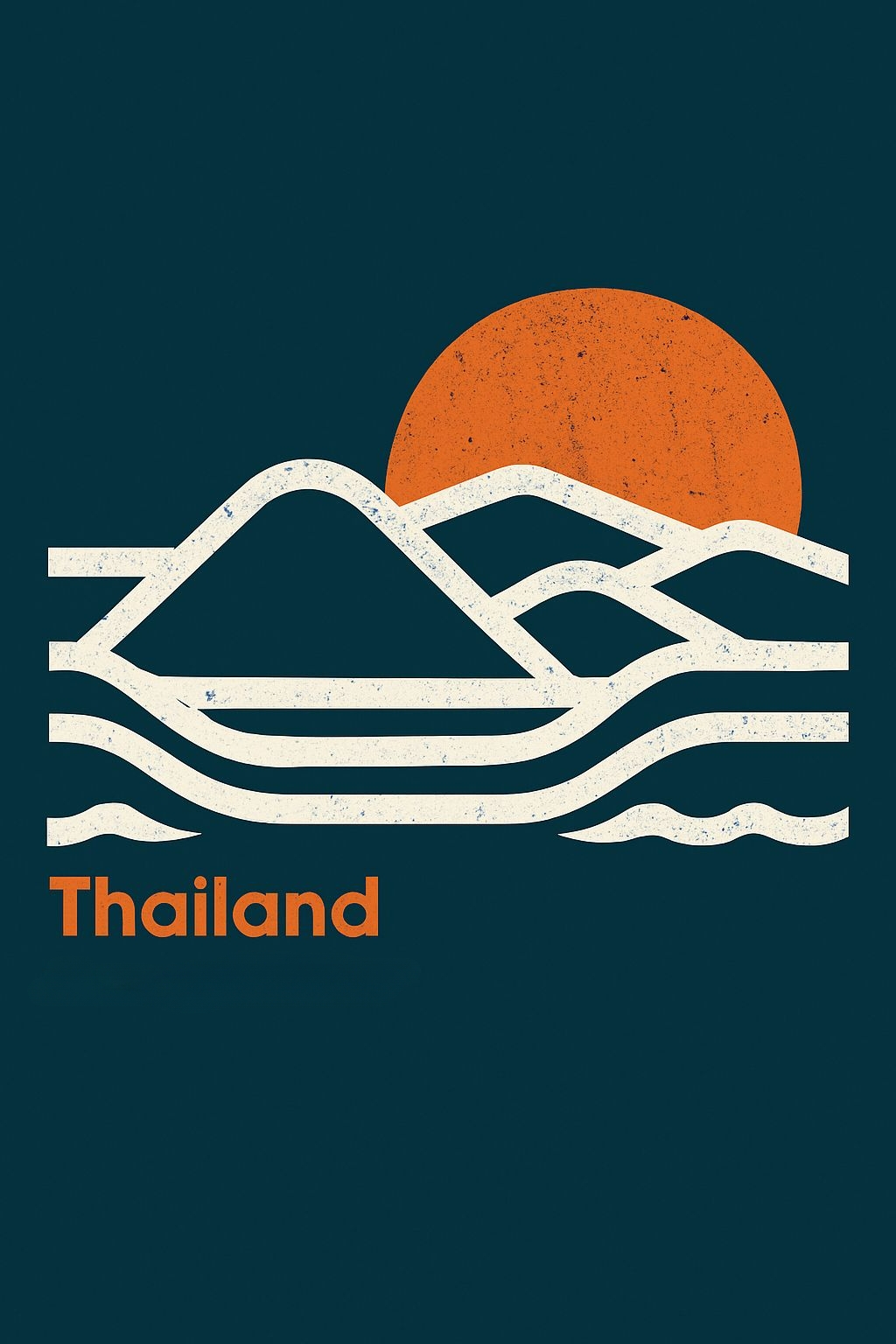 Abstract Thailand Mountain and Wave Design T-Shirt