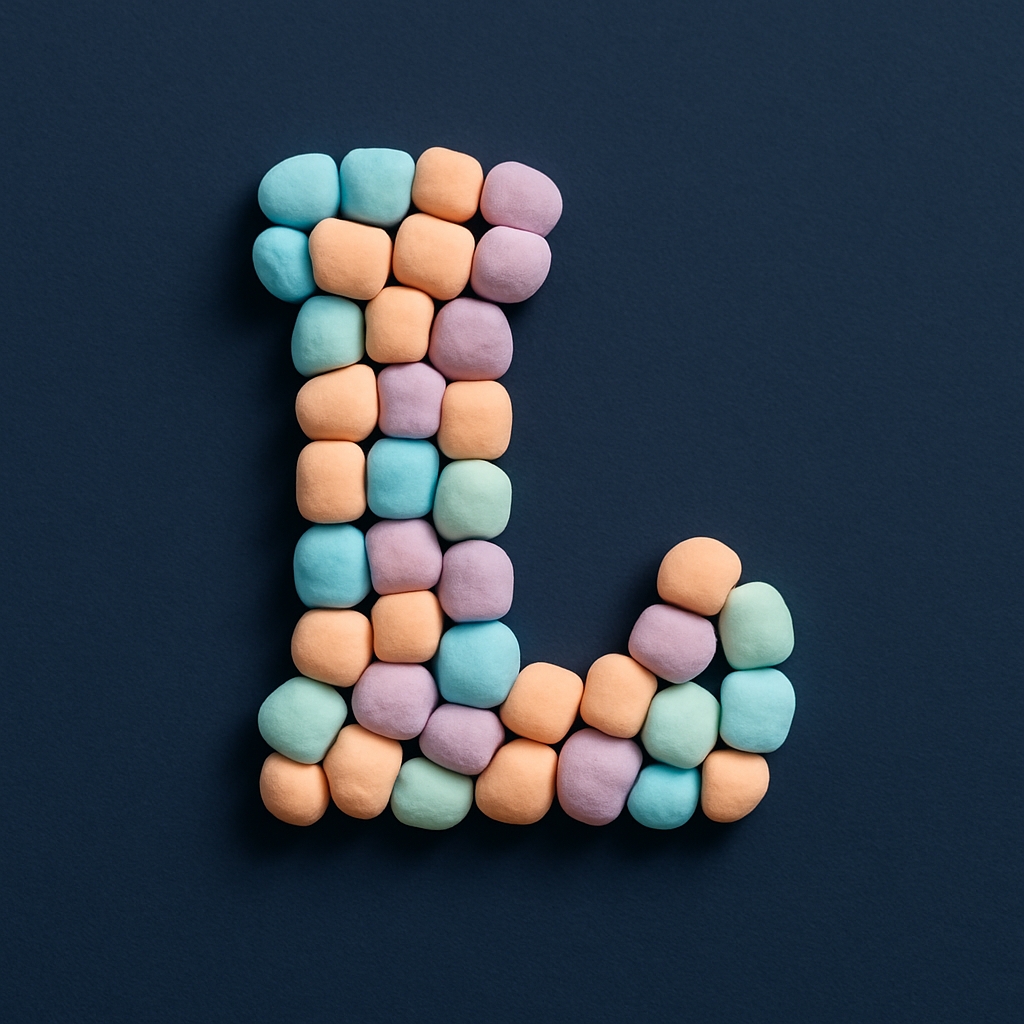Pastel Cotton Candy Letter L Design on Midnight Blue Background Monogram