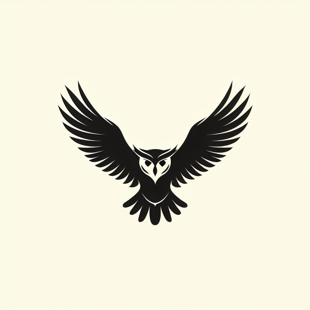 Elegant Black Owl Mid-Flight Minimalist Logo